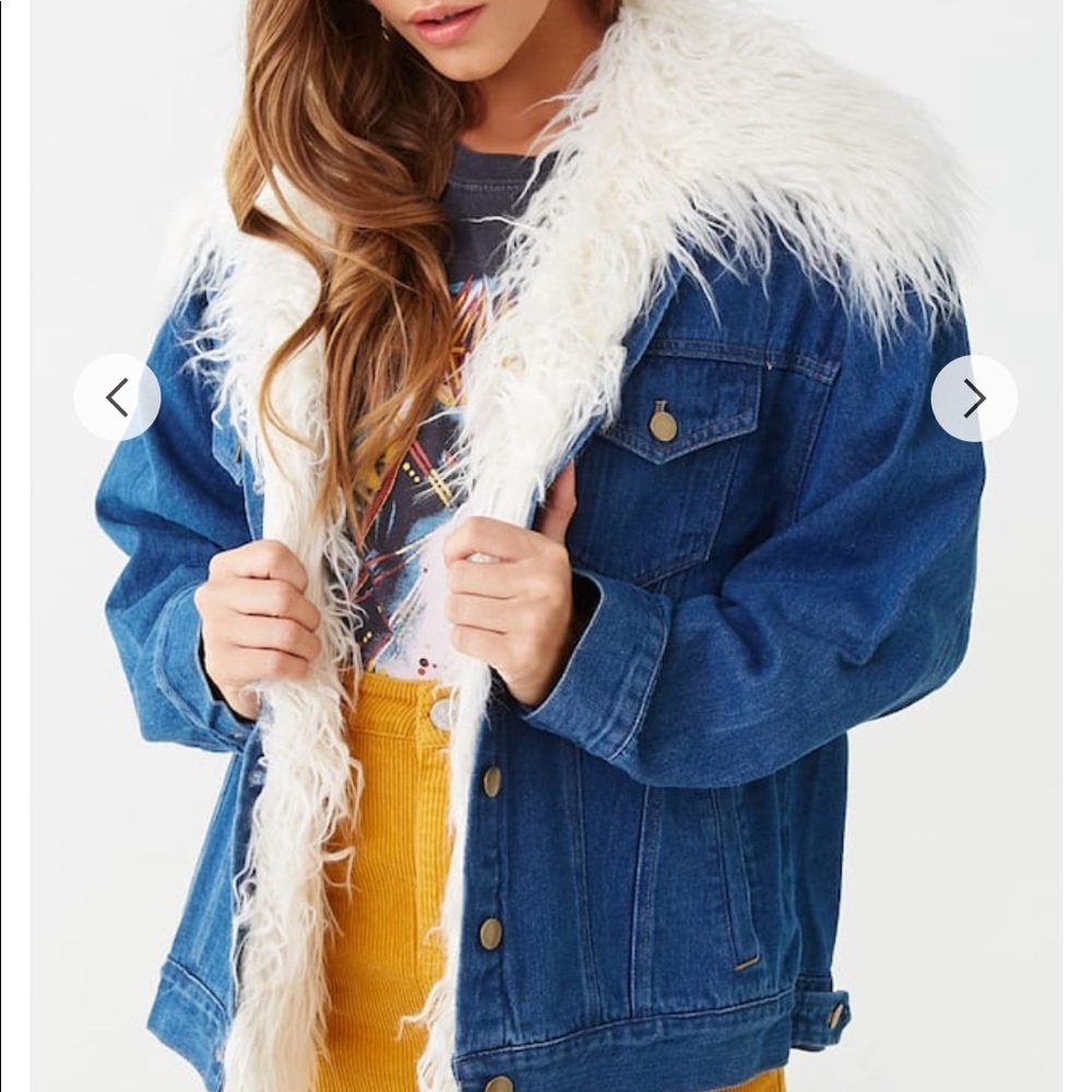 Shaggy knit denim jacket